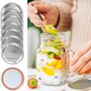 52Pcs Wide Mouth Canning Lids, Rings for Ball & Kerr Mason Jar Lids with Bands - Food Grade with Silicone Airtight Seal Split-Type Metal Large Ball Lids (Silver)