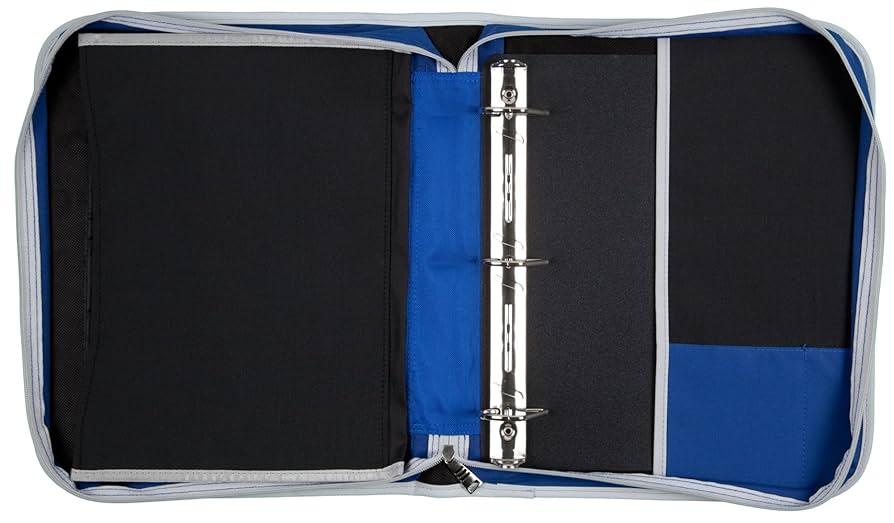 Mead 1-1/2Inch Zipper Binder, 3 Ring Binder, Heavy Duty, PRO Platinum, Blue/Black (72864) 