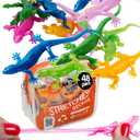 UpBrands Rubber Lizards Toys Bulk Set, Preschool Valentine Gifts, Kit for Birthday Party Favors for Kids, Goodie Bags, Pinata Filler, Students Classroom Valentines Day Gifts for Kids (48 Pack)
