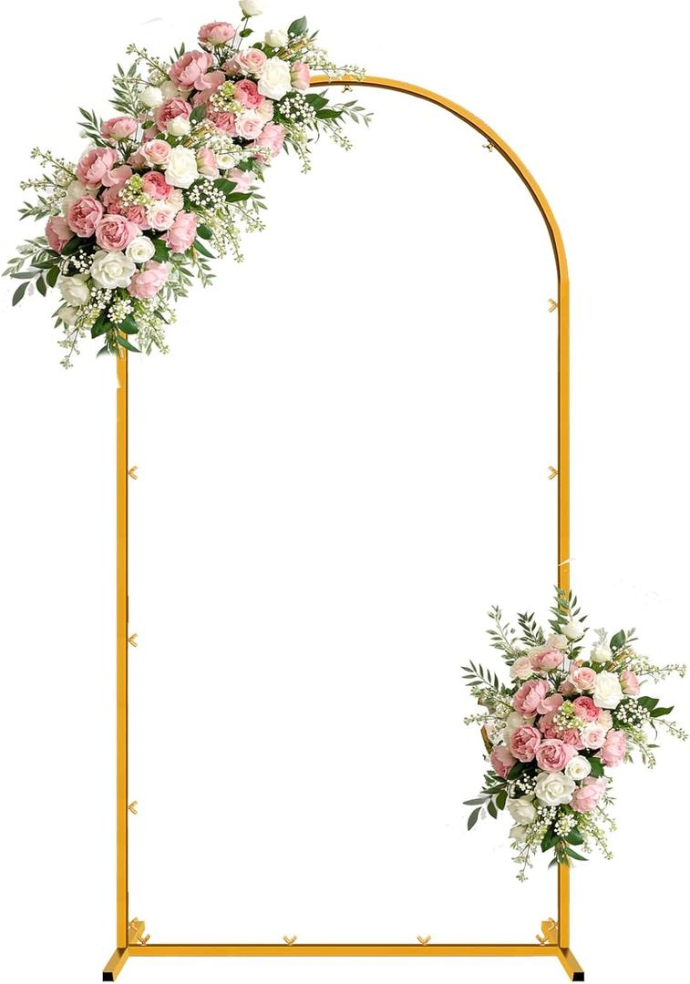 Gold Metal Arch Backdrop Stand, 6.6FT Wedding Arch Stand for Birthday Party Bridal Baby Shower Graduation Ceremony Photo Booth Garden Floral Balloon Arches Decoration