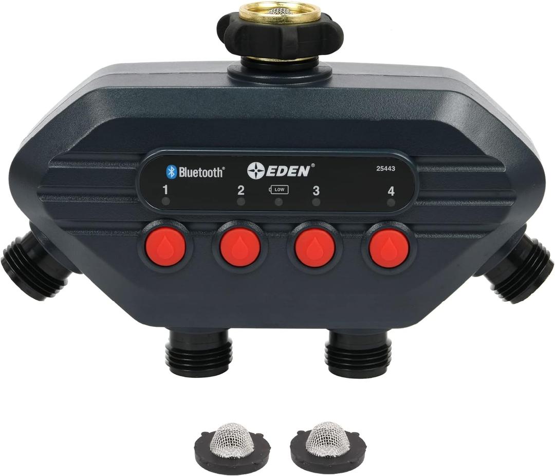 Eden 93443 4-Zone Bluetooth Water Timer |, Stainless Steel Washers Charcoal Gray