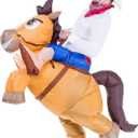 Spooktacular Creations Halloween Inflatable Costume, Riding a Horse Suit, Cowboy Suit with a Hat, Air Blow Up Deluxe Halloween Outfit, Cowboy Ride On Horse Costume - Adult Size
