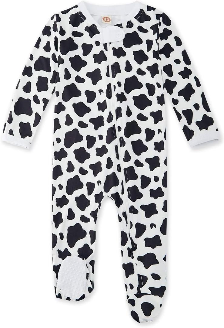 UNIFACO Baby Girls Boys Footed Pajamas One-Piece Sleeper Snug Fit Sleep and Play Zip Front Footie Romper 0-12 Month