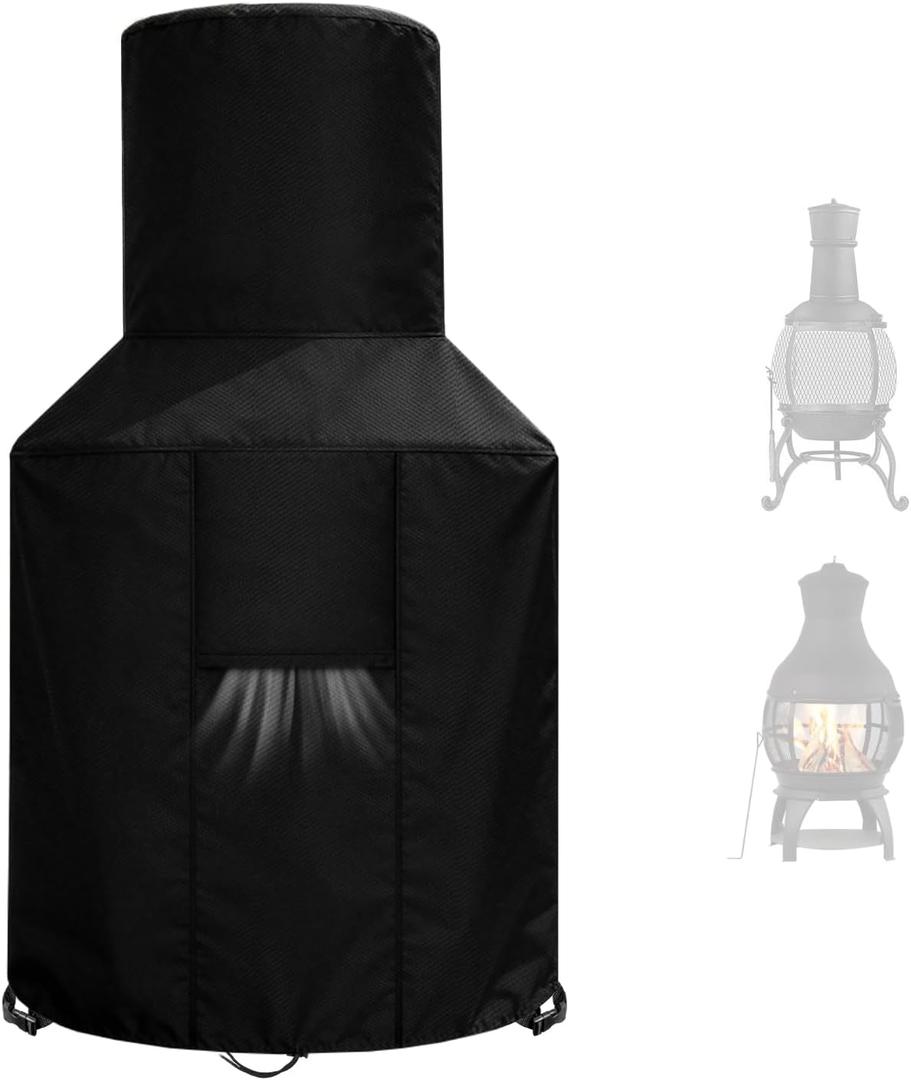 Patio Chiminea Cover - Durable, Weather-Proof Chiminea Fire Pit Cover, Heavy Duty 420D Oxford Water-Resistant chiminea outdoor fireplace Covers (48X25X13 inch)