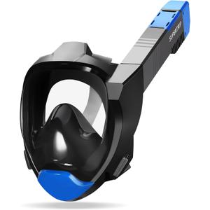 Supertrip Full Face Snorkel Mask Adults, Snorkeling Gear for Adults with Shorten Breathing Distance, Snorkel Mask for 180Panoramic View Camera Mount Advanced Breathing System, Anti-Fog Anti-Leak (Large-X-Large)