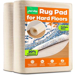Non-Slip Rug Pad Gripper Round 6 Feet, Anti Skid Mat for Under Area Rugs, Keeps Rugs in Position and Safe, Thick Cushioned Carpet Pad for Hardwood Floors Protection (White)
