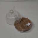 MyGift 7.5 Inch Small Clear Glass Dessert/Cheese Cloche Dome with Acacia Wood Serving Tray