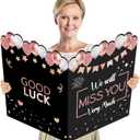 2 x Jumbo Farewell Greeting Card With Envelope for Coworkers, Good Luck Retirement Card Guest Book We Will Miss You Guest Signature Book for Going Away Party Decorations (Black)