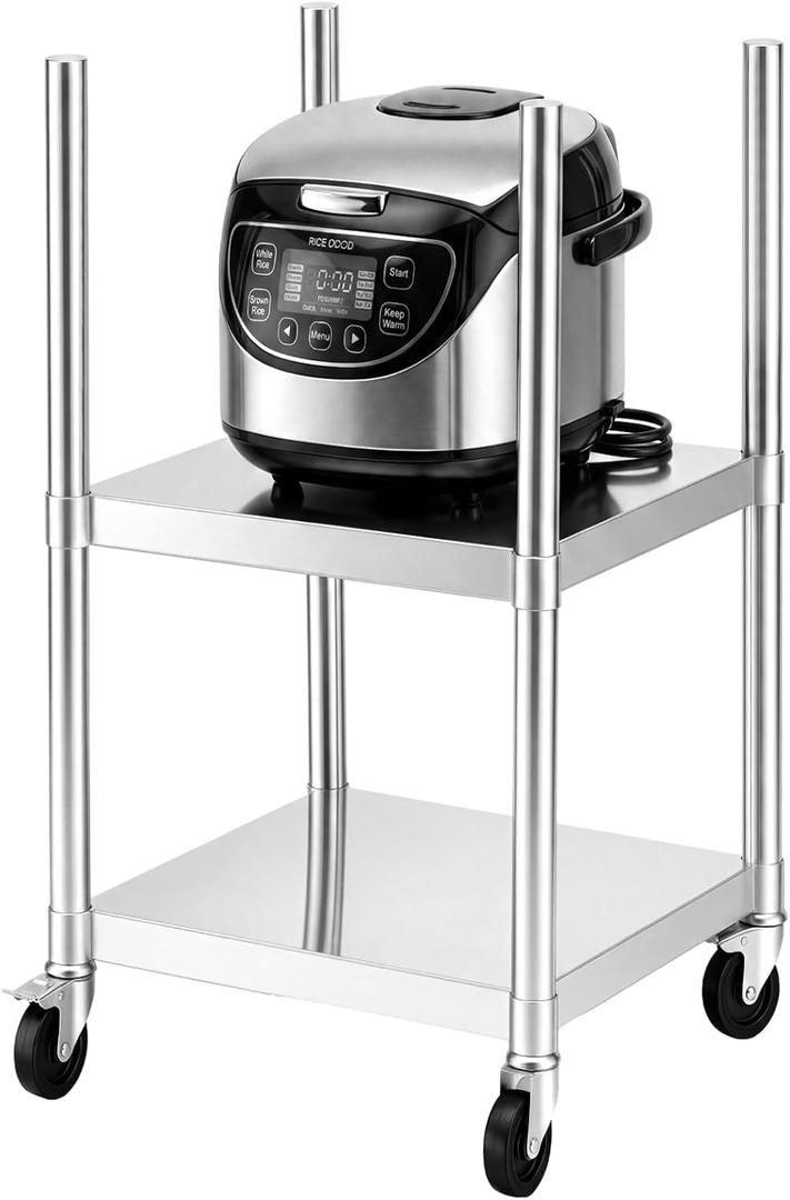 Shimeyao 20" x 20" x 31" Rice Warmer Stand Stainless Steel with 4 Caster