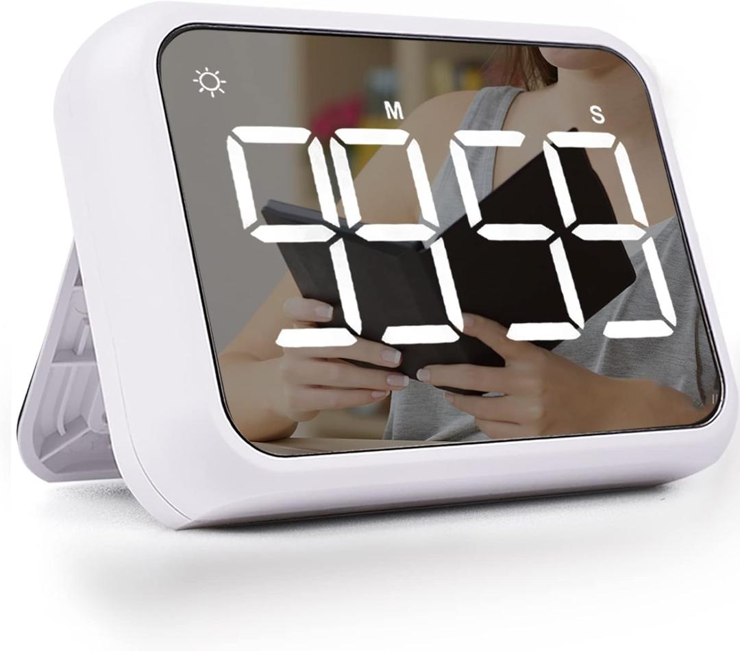 4-inch Timers for Kids, Large Magnetic Digital Kitchen timers with Constant Bright Function for Classroom, Silent Timer for Students and Teachers (White)