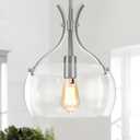 Glass Pendant Lights Kitchen Island, 11.8" Brushed Nickel Industrial Pendant Lighting, Modern Hanging Light Fixture with Glass Shade for Dining Room Kitchen Sink Hallway Entryway
