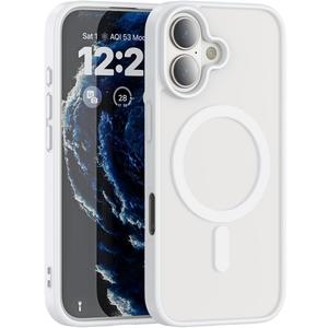 2 x Compatible with Magnetic Matte Clear Case for Phone 17Tough Drop-Resistant Design, Anti-Yellow, Shockproof, Slim Transparent Cover (White)