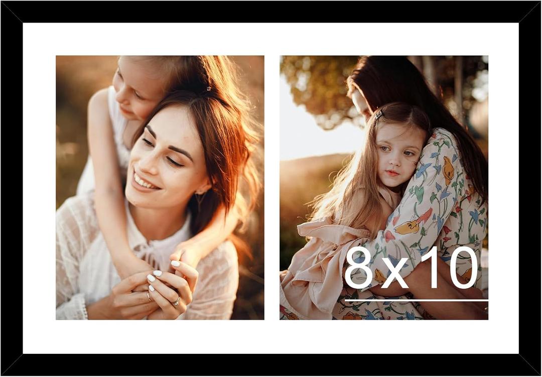 JCJMY 12x18 Double 8x10 Picture Frame, Display 2 8x10 Photos or 12x18 Picture, Two Opening 8 x 10 Collage Frame for Wall Hanging, 8 by 10 Multi Photo Frame, Black