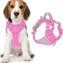 BARKBAY Dog Harness No Pull Oxford with ID Tag Pocket - Heavy Duty, Reflective, Easy Control for Large Dogs(Pink Oxford,M)