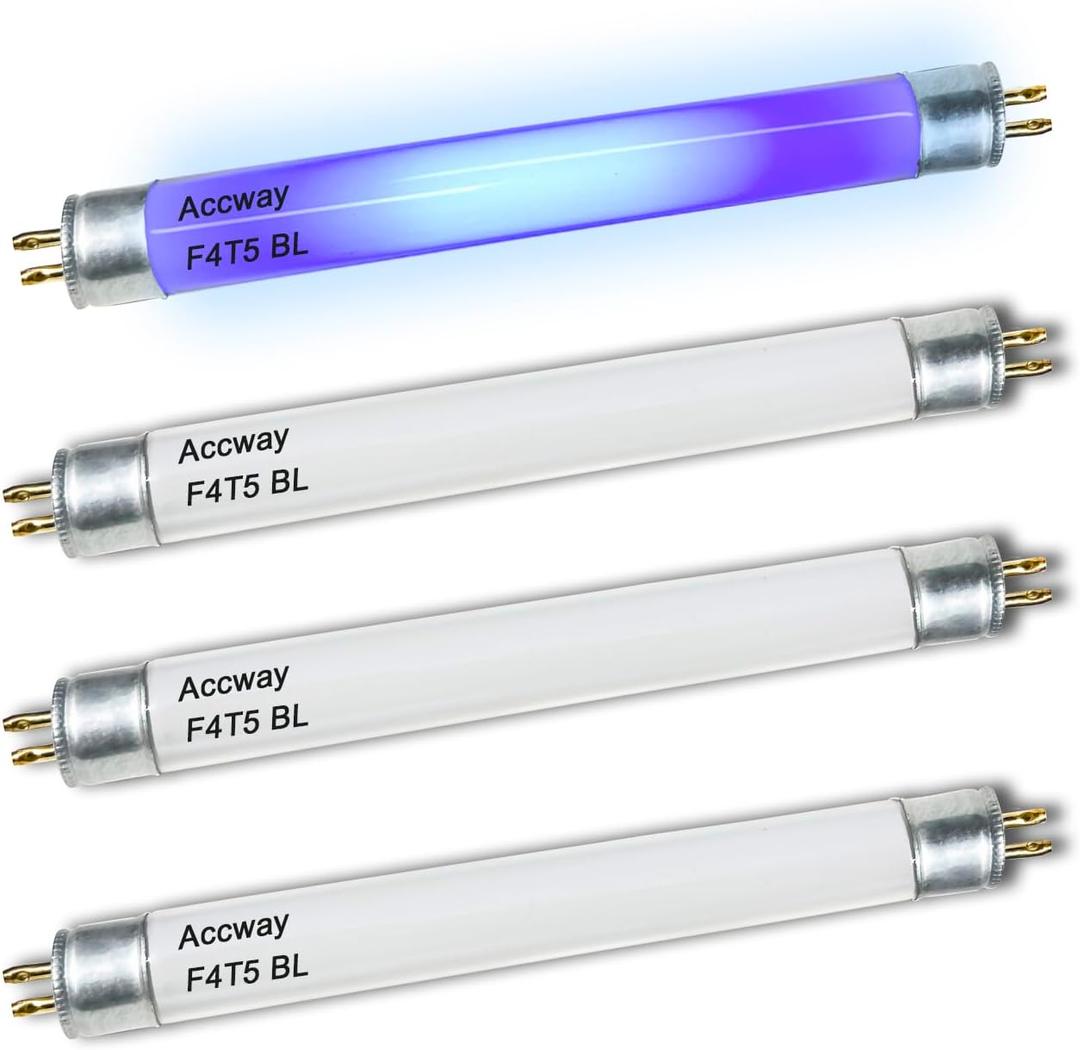 6'' F4T5/BL Fluorescent Bulb 4Watt 350BL,F4W Black Blue Light Lamp,FL4NL- T5 Linear Tube -G5 Mini Bi Pin Base (4pack)