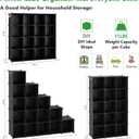 C&AHOME Cube Storage Organizer, 16-Cube Shelves Units, Plastic Storage Cubes, DIY Closet Organizer, Modular Closet Storage Shelves Ideal for Home, Bedroom, 48.4" L 12.4" W 48.4" H Black SUM3016H