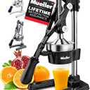 Mueller Professional Citrus Juicer - Manual Citrus Press and Orange Squeezer - Metal Lemon Squeezer - Premium Quality Heavy Duty Manual Orange Juicer and Lime Squeezer Press Stand, Black