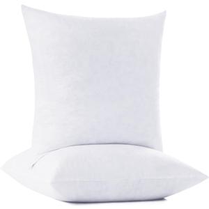 DOWNCOOL 100% Cotton Stuffer Throw Pillow Insert Set of 2, Square Down and Feather Filled Decorative Bed Sofa Insert, 18x18 Inch, White
