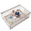 Baby Playpen, 71x47 inch Playpen for Babies and Toddlers, Play Pen for Kids, Apartment (Without mat) (Gray)