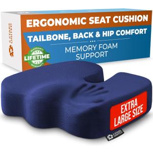 5 STARS UNITED Seat Cushion for Tailbone Pain Relief  Large Memory Foam Cushion for Coccyx, Hip, Sciatica & Post-Surgery Recovery  Wheelchair, Car, Desk, Gaming & Office Chairs, Blue