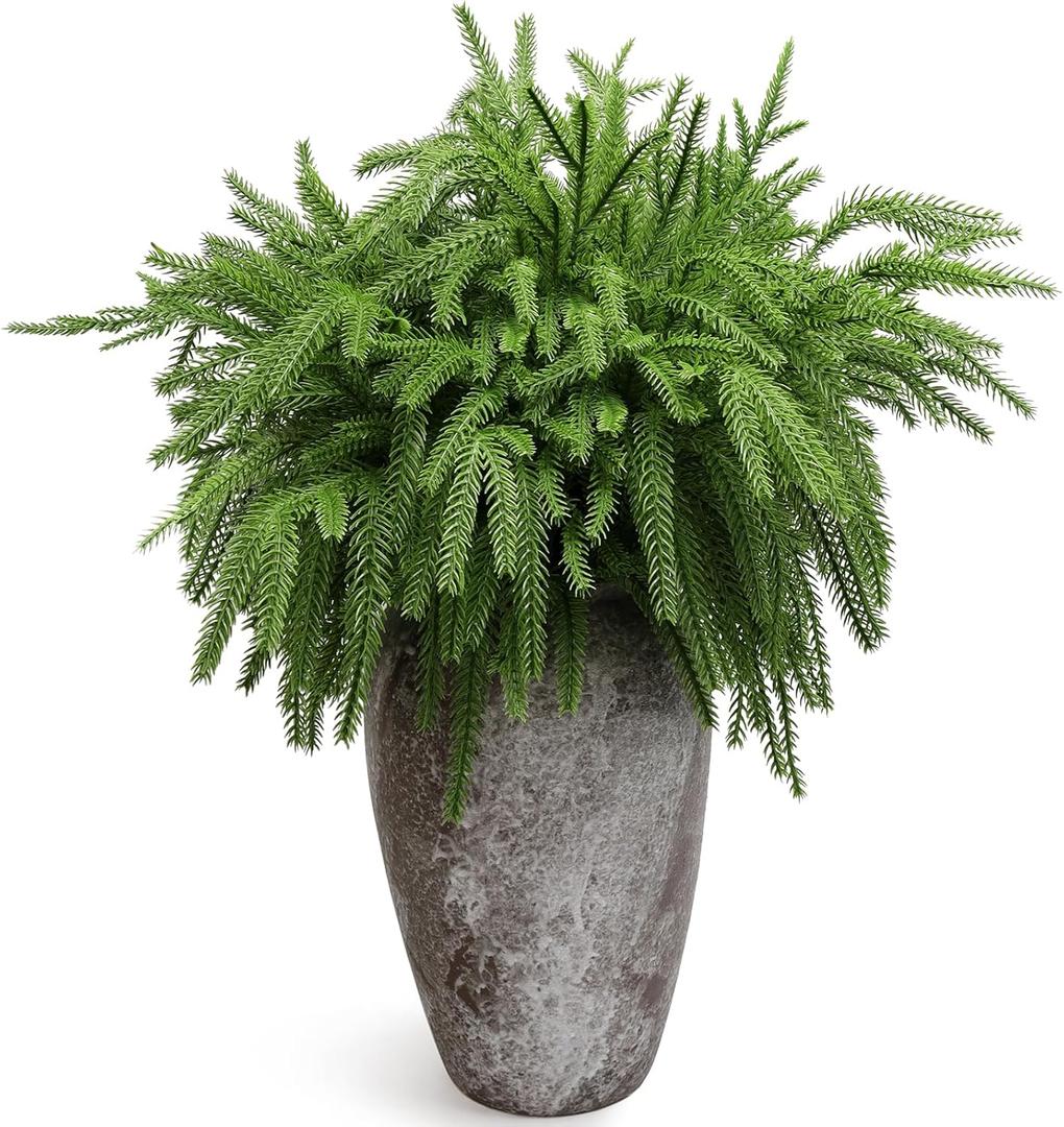 8PCS 18.5 inches Christmas Norfolk Pine Branches,Artificial Faux Greenery Stem,Norfolk Pines Picks for Garland Wreath Xmas and Home Garden Decor