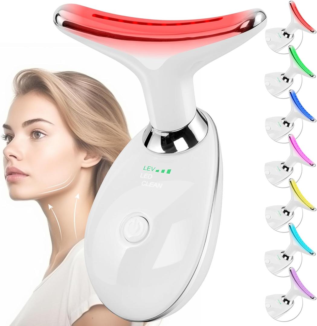 Facial Massager Red-Light-Therapy-for-Face and Neck, Face  culpting Wand with 7 Color (Light White)