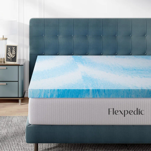 FP FLEXPEDIC Full Mattress Topper, 2 inch Cooling Mattress Topper, Gel-Infused Memory Foam Bed Topper for Full Size Bed, CertiPUR-US Certified, Blue FP FLEXPEDIC Full Mattress Topper, 2 inch Cooling Mattress Topper, Gel-Infused Memory Foam Bed Topper for Full Size Bed, CertiPUR-US Certified, Blue