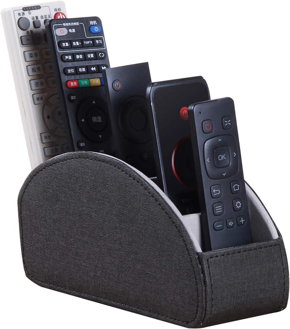 Ayunga PU Leather Remote Control Holder, TV Remote Caddy with 5 Compartments, Bedside Table and Desktop Supply Organizer, for DVD, Media Player Controller, Glasses, Pen and Pencil Storage(Black Cloth) Ayunga PU Leather Remote Control Holder, TV Remote Caddy with 5 Compartments, Bedside Table and Desktop Supply Organizer, for DVD, Media Player Controller, Glasses, Pen and Pencil Storage(Black Cloth)
