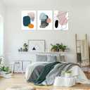 ouiytws Abstract Wall Art Set of 3 Mid Century Modern Geometric Canvas Prints, Minimalist Teal Orange Beige Artwork for Living Room, Bedroom, Office, Bathroom Wall DcorFrame 16x24in