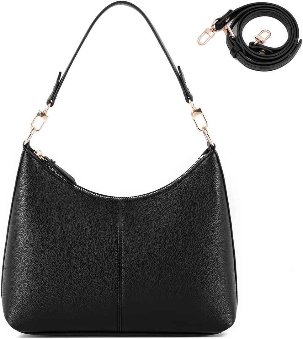 Keyli Small Shoulder Handbags for Women Mini Purse Waterproof Soft Leather Crossbody Bags for Work Shopping Travel (Black)