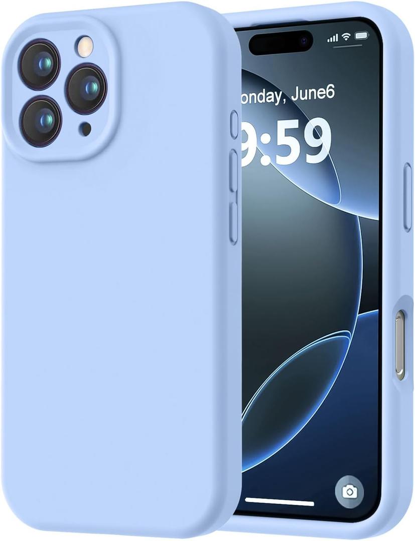 LOVE 3000 Designed for iPhone 16 Pro Max Case, Premium Silicone with [Soft Anti-Scratch Microfiber Lining] Shockproof Protective Phone Case for Men Women Girls 6.9", Light Blue