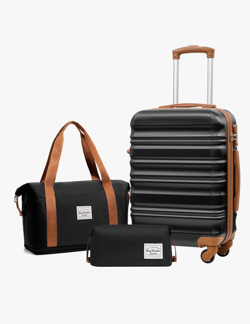 Brand: LONG VACATION
LONG VACATION Carry On Luggage Sets 3 Piece 20 Inch Suitcase Set, ABS+PC Hardshell Lightweight Travel Luggage with Spinner Wheels & YKK Zipper TSA Lock (BLACK-BROWN, 20 Inch)