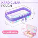 5 x Sanwuta 6 Pcs Clear Hard Zipper Case Plastic Zipper Pouches Transparent Makeup Bag Pencil Case Pouches Toiletry Diaper Bag for Travel Toy Storage Organizer Bins(Holographic,5 x 3 x 2 Inch)