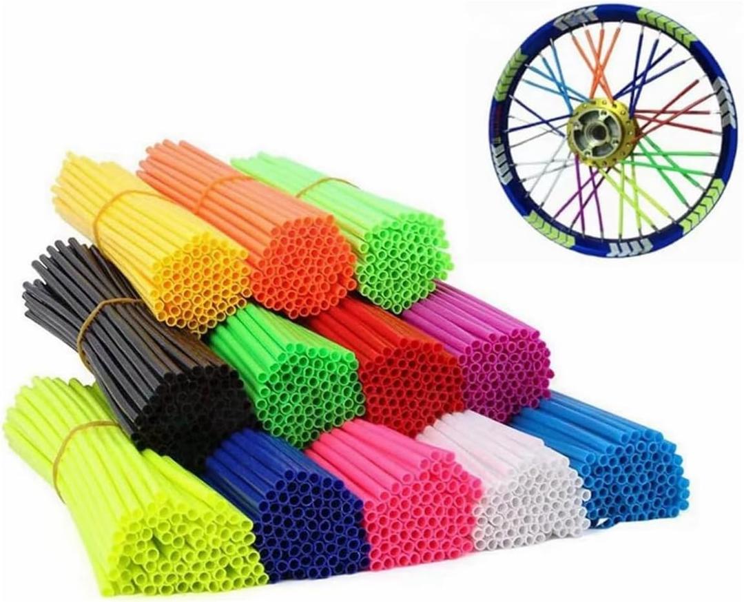 144 Pieces Spoke Skins Spoke Covers for Bike Wheels Rim Wraps Protector Covers for Bicycle, Wheelchair, Motorcycle Bike Decorations, 24CM/9.45Inch (Multicolored)