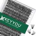Lash Clusters 300pcs Individual Lashes 40D 0.07D Curl 16mm DIY Eyelash Extension KEYYOU Large Tray Volume Soft&Natural Cluster Lashes (40D-0.07D, 16)