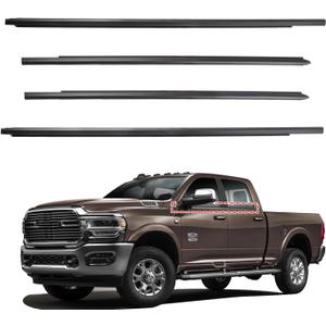 Weatherstrip Window Molding Trim Seal For 2009-2021 Dodge Ram 1500 2500 3500 4500 5500 Truck Crew Cab,Black Outer Door Window Trim Seal Belt,Replace#55112376AH 55112377AH 55372138AH 55372139AH