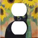 Decorative Art Light Switch Covers,1 Gang Single Toggle Duplex Outlet,Wall Plate, Switchplate Electrical Faceplate, Cat Sunflower