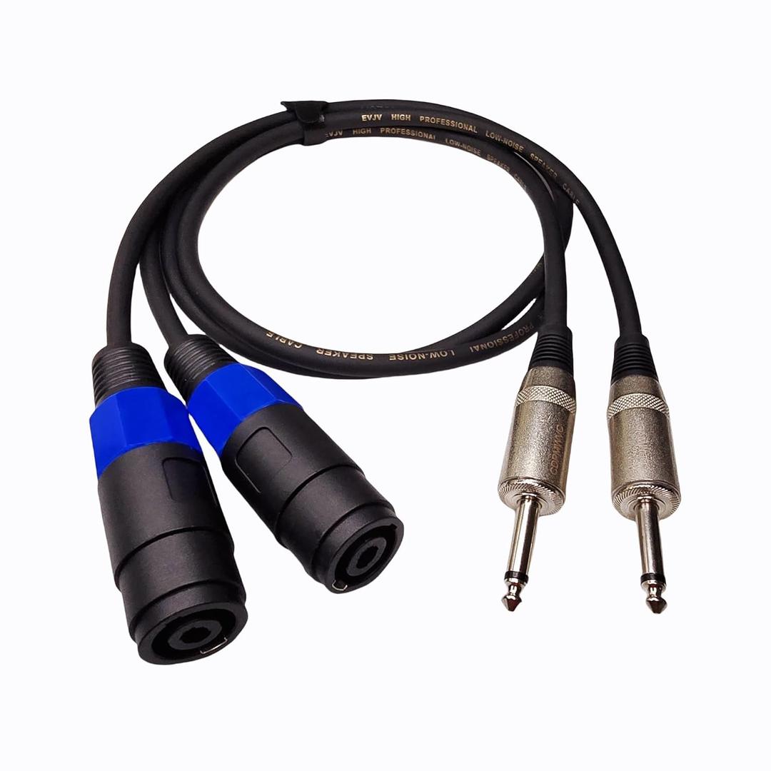 Speakon Wire to 1/4 Speaker Cable, Speakon to 1/4 Adapter, 3.3 Feet 12AWG TS Speakon Connector with Twist Lock (2-Packs)