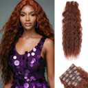 Clip in Hair Extensions Real Human Hair 120g 6pcs Deep Water Wave Curly Human Hair Extensions Double Weft Super Wave Clip ins for Women (33#, 20 Inch)