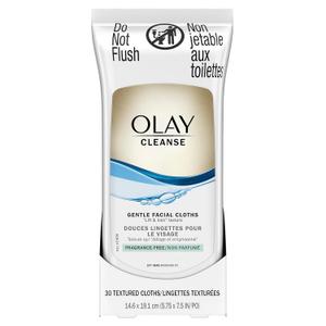 OLAY Wet Cleansing Cloths Gentle Clean, Sensitive/Fragrance-Free 30 Ea (Pack of 2) (30 Count (Pack of 2))