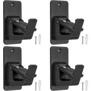 Uxcell Curtain Rod Holders, Adhesive Nail Free Curtain Rod Brackets, Universal No Drilling Hangers for Bathroom Bedroom Kitchen Livingroom Home Hotel (4 Pcs, Black)