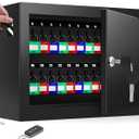 50 Keys Key Cabinet, Anti-Theft Key Lock Box with Key Tags, Adjustable Key Organizer Wall Safe for Car Office House Garage Rental Business (Black)