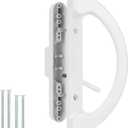 Patio Sliding Glass Door Handle Replacement Set Mortise Style Reversible Design Non-keyed Sliding Patio Door Handles, White Diecast Finish Fits 3-15/16 Screw Hole Spacing