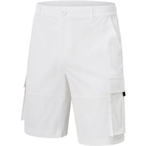 2 x Yundobop Men's Casual 9" Inseam Cargo Shorts Twill Classic Stretch Golf Summer Short with 6 Pockets (White)