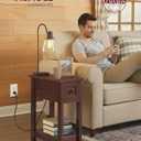 VASAGLE Farmhouse End Table with Storage Drawer, Narrow Side Table with Charging Station, Nightstand, Easy Assembly, for Living Room, Bedroom, Saddle Brown ULET328K01, Rectangular