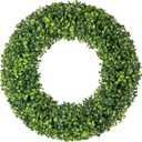 Spring Wreaths, 20" Summer Wreath, Boxwood Wreaths for Front Door, for Spring, Summer, Fall or Winter Wreath,Used for Farmhouse, Room Indoors,Outdoors, corridors, Offices. (Green)