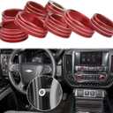Radio Fan Climate Auto Menu Knob Control Button Trim Center Console Knob Cover Decor Fit for 2014-2018 Chevy Silverado & GMC Sierra Accessories 8pcs(Red)