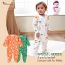 Baby Girls Cotton Footies 2-Pack Long Sleeve Baby Footed One-Piece Jumpsuit (3-6 Months, Ghost)