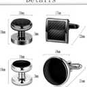 10Pcs Cufflinks for Men Classic Design Carbon Fiber Cufflinks Tuxedo Shirt Stud Set for Wedding Business Birthday Meeting Black Tone Cufflinks
