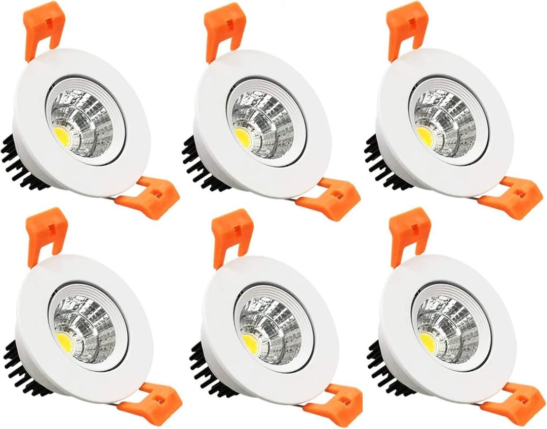 inShareplus 2 Inch LED Downlight, Recessed Lighting COB Dimmable, 5000K Daylight White, CRI80, Ceiling Lights with LED Driver, 6 Pack